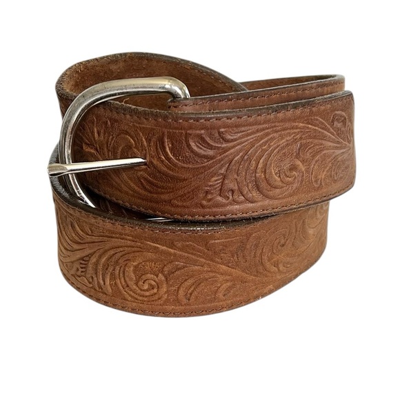 Justin Boots Other - Justin Boots 42” Brown Leather Tooled Western Style Belt Unisex